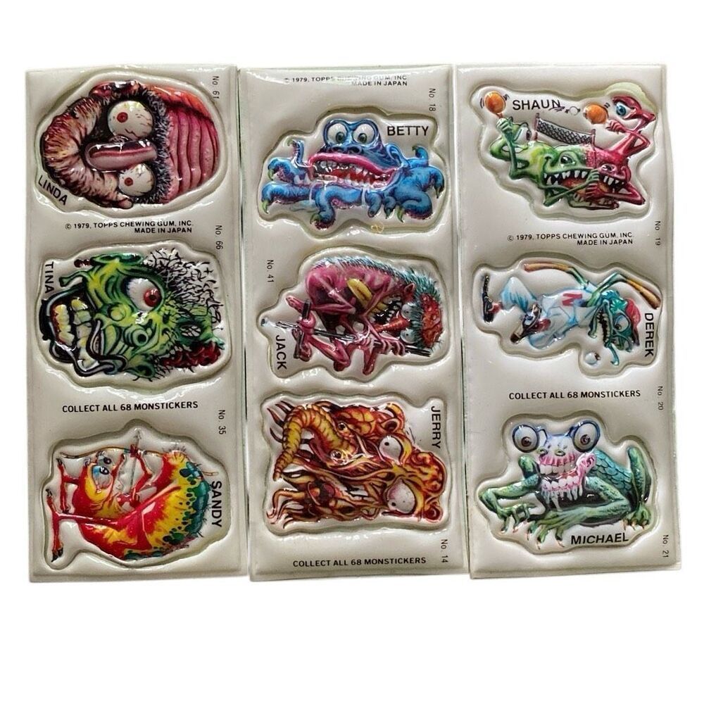 Vintage MONSTICKERS Topps Gum 1979 Monster Puffy Stickers Decal Vtg Horror Japan